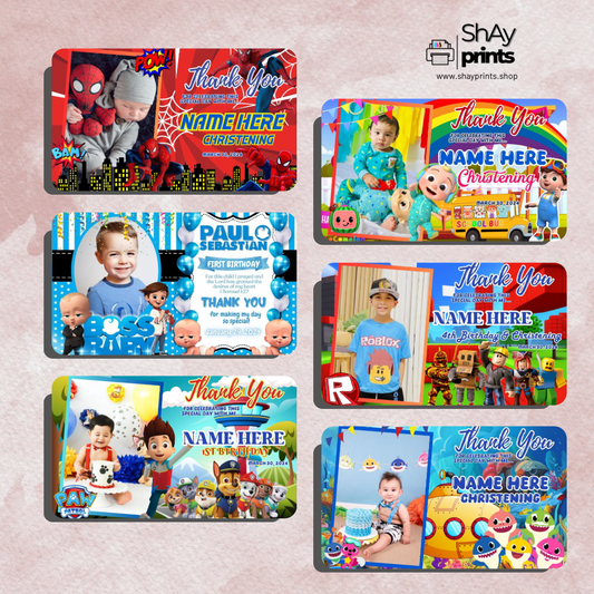 8pcs ATM-Size Boy Christening & Birthday Fridge Magnets