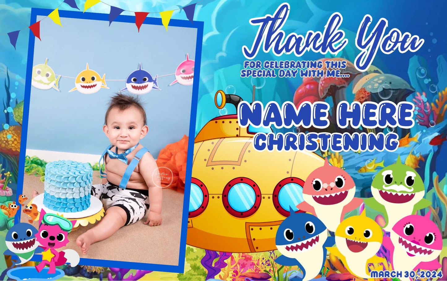 8pcs ATM-Size Boy Christening & Birthday Fridge Magnets