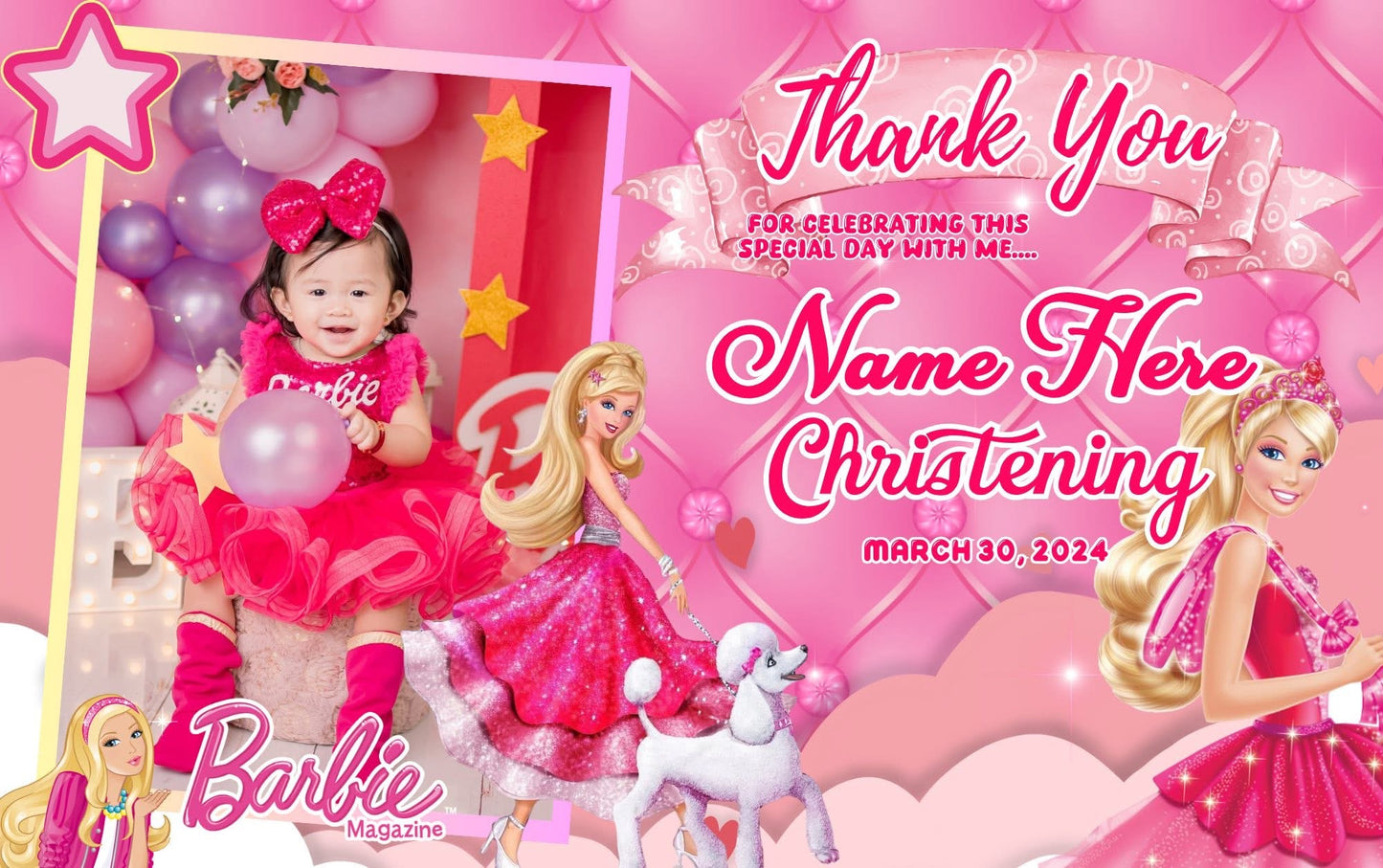 8pcs ATM Size Girl Christening & Birthday Fridge Magnets