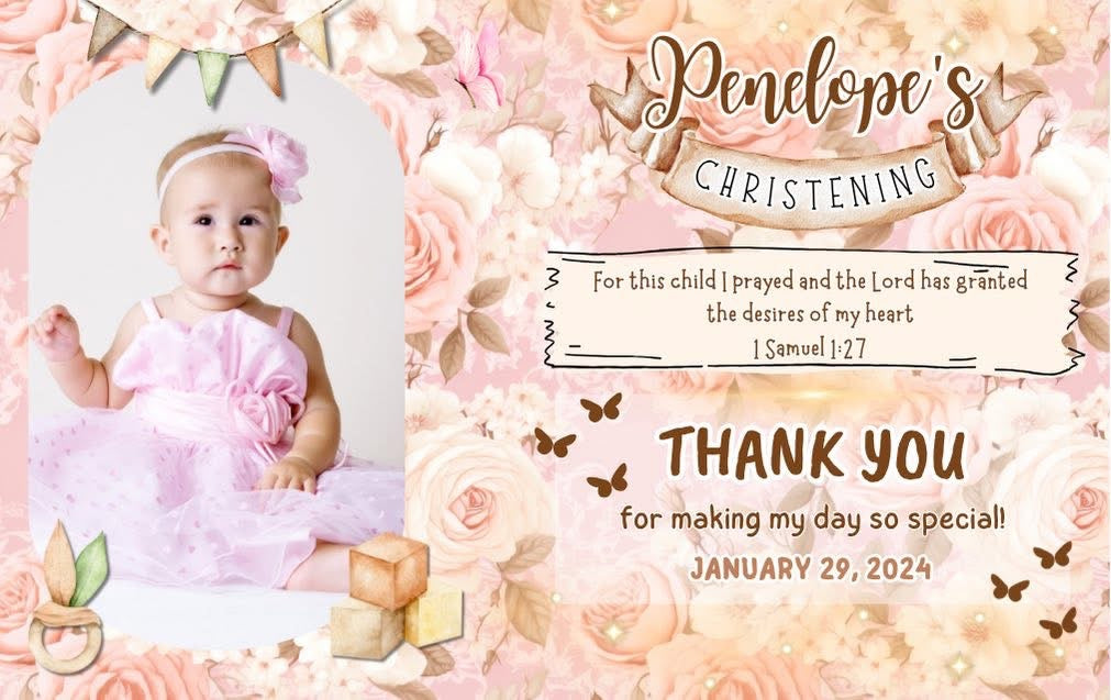 8pcs ATM Size Girl Christening & Birthday Fridge Magnets