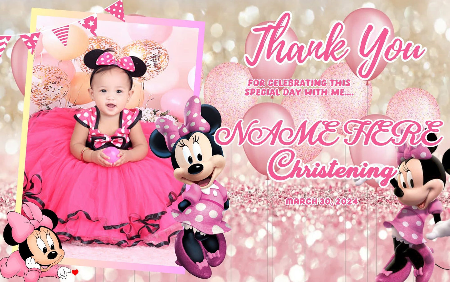 8pcs ATM Size Girl Christening & Birthday Fridge Magnets
