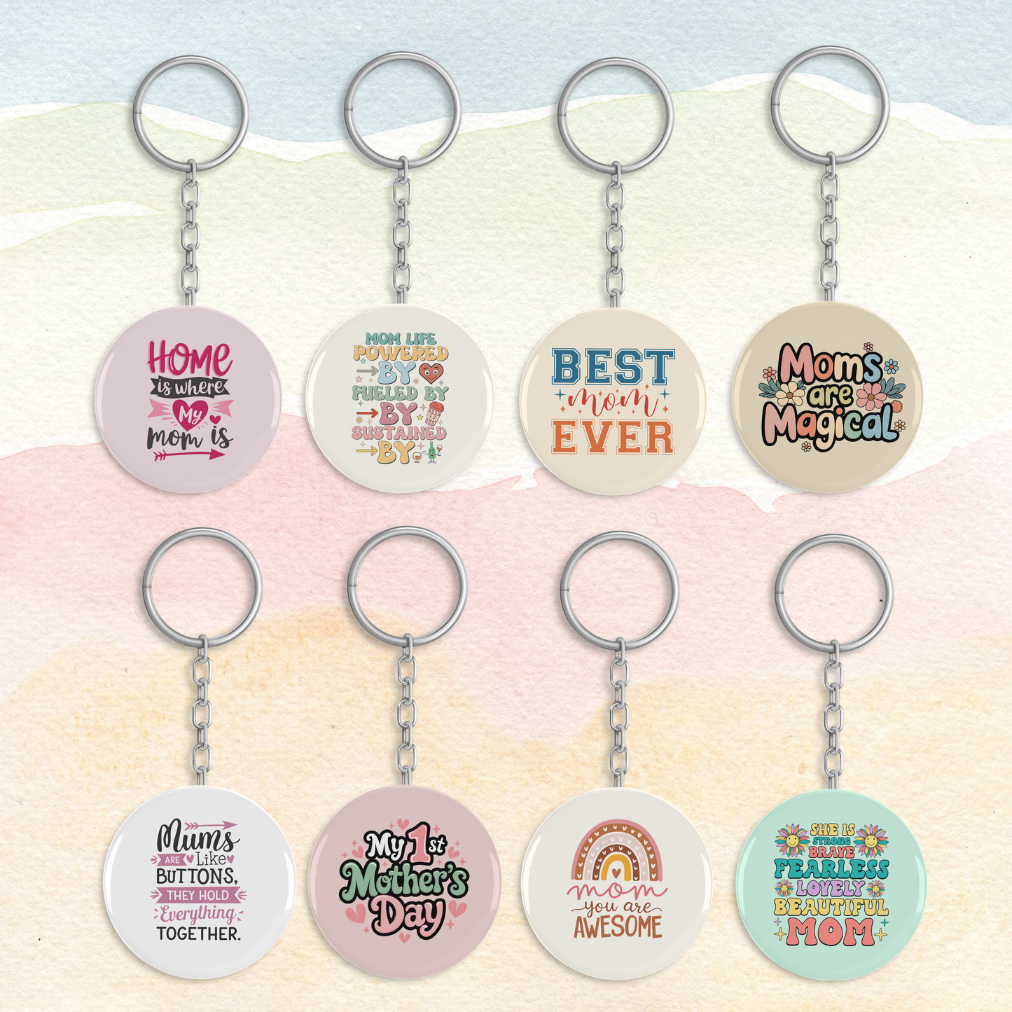 Mothers day button keychain