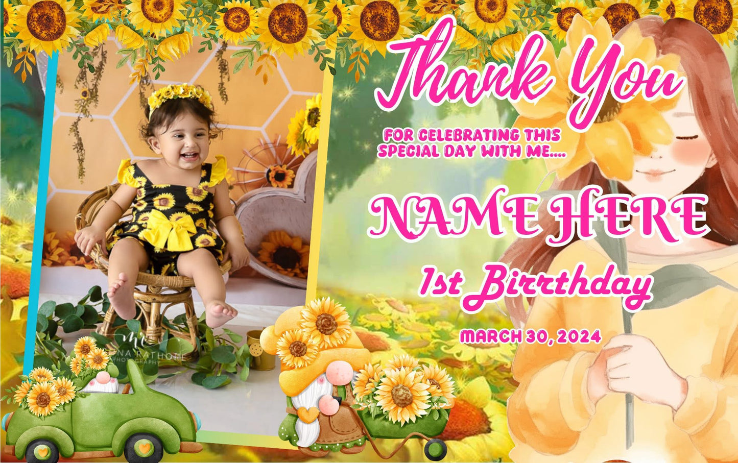 8pcs ATM Size Girl Christening & Birthday Fridge Magnets