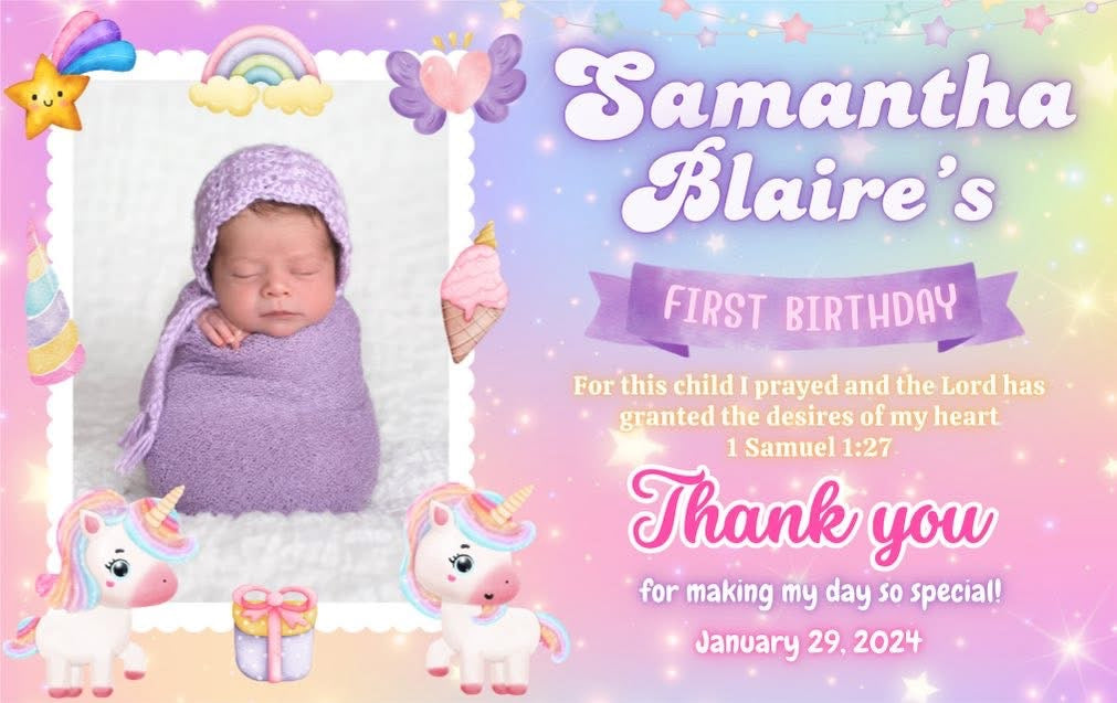 8pcs ATM Size Girl Christening & Birthday Fridge Magnets