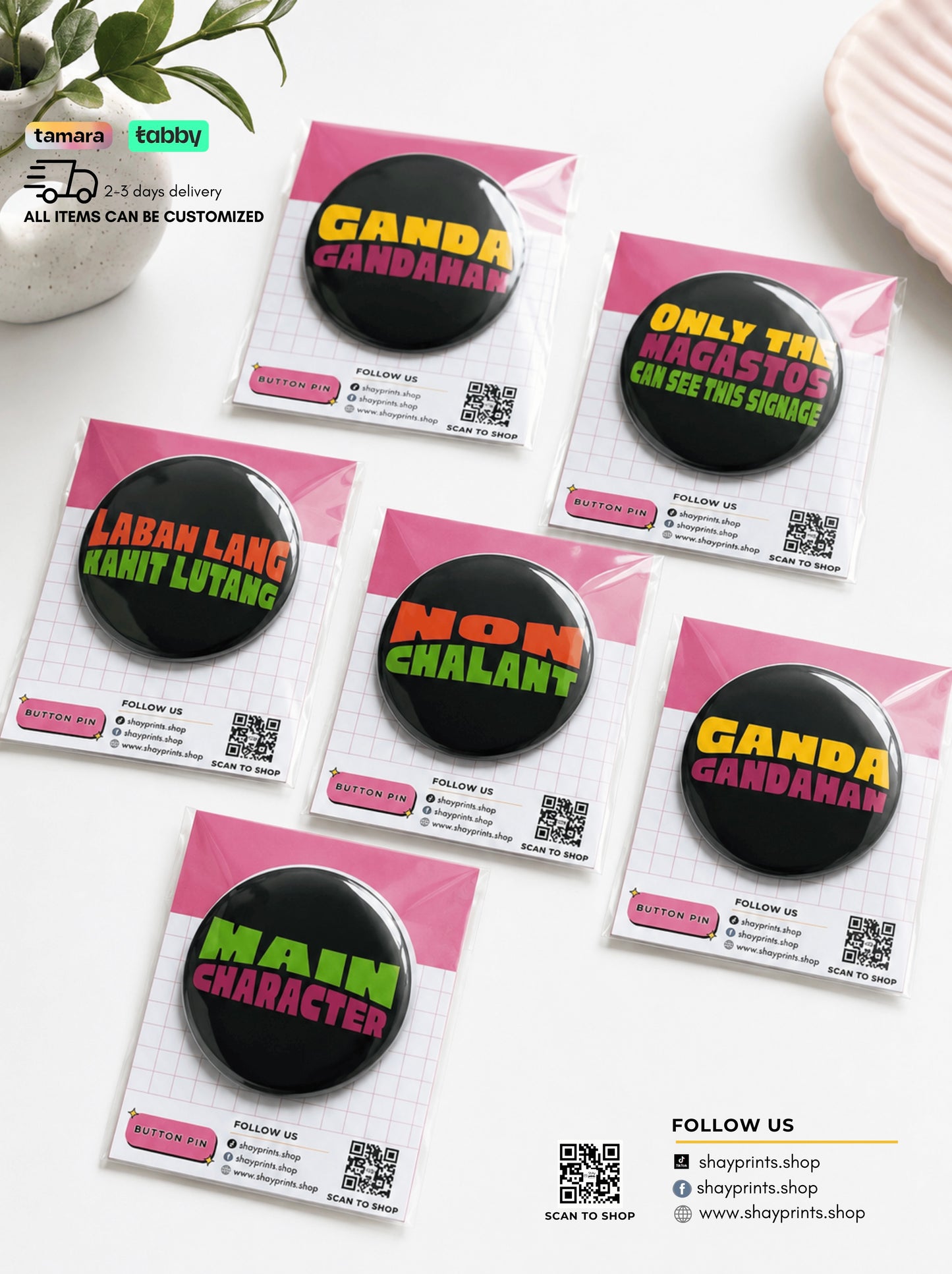 Pinoy phrase pin buttons