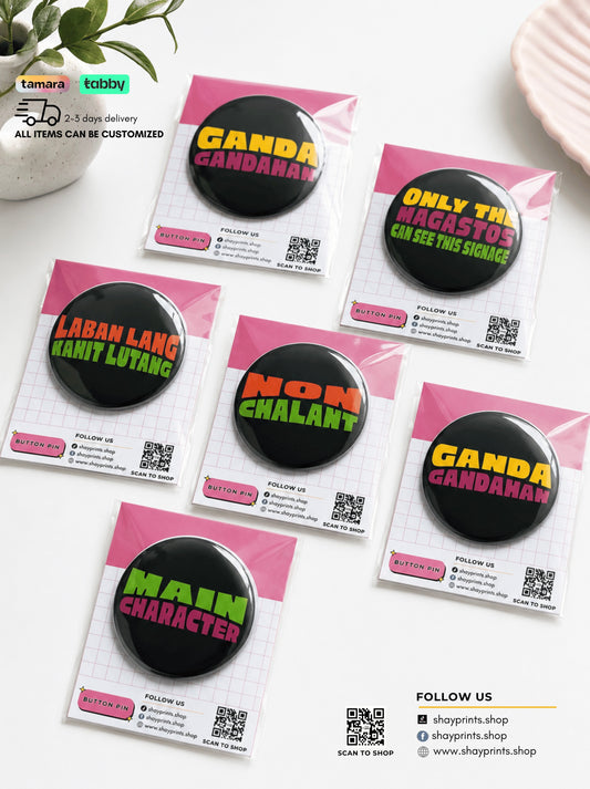 Pinoy phrase pin buttons