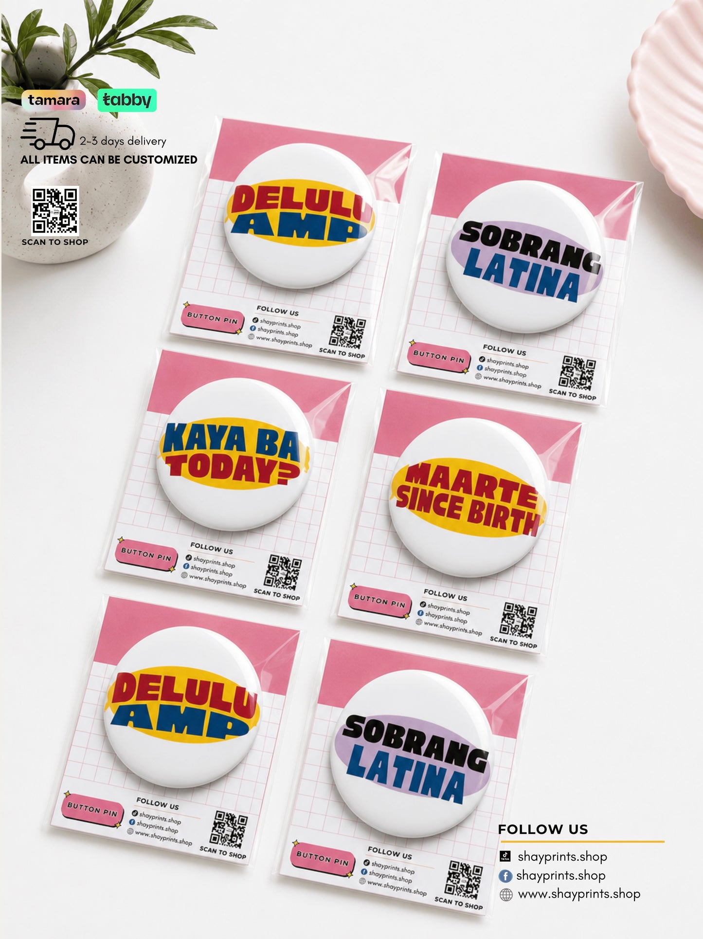 Pinoy phrase pin buttons