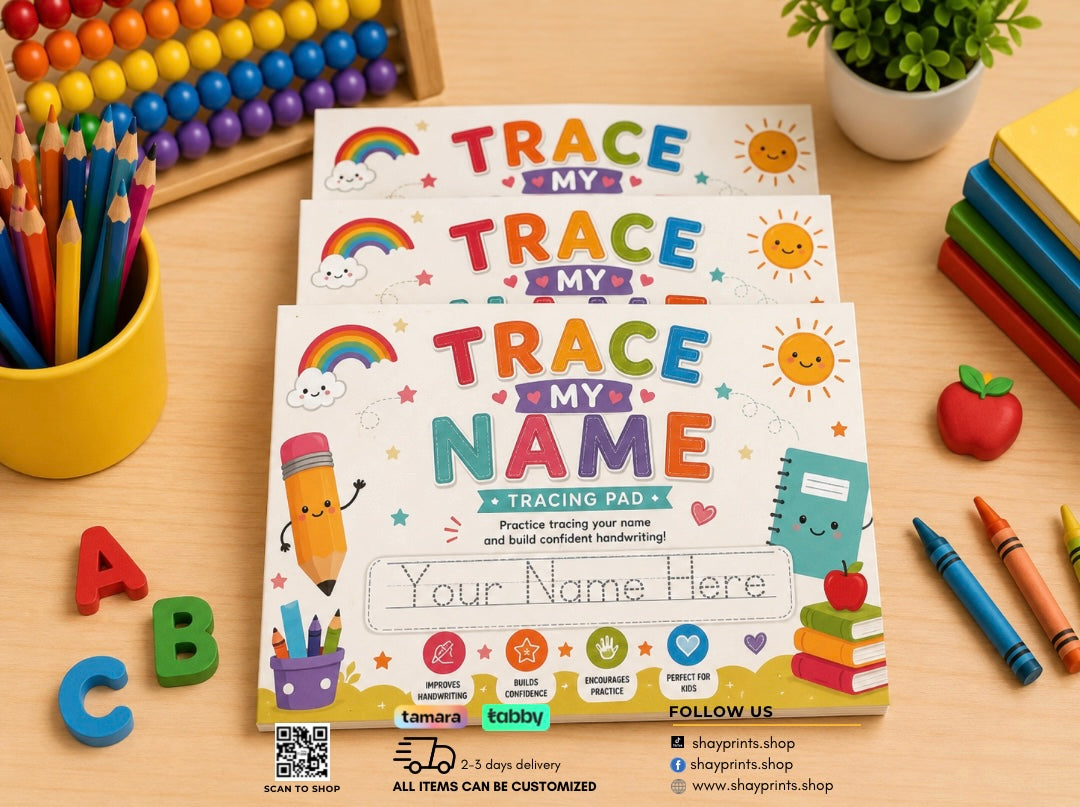Trace My Name Tracing Pad – Quality Print | 30 Pages of Learning Fun