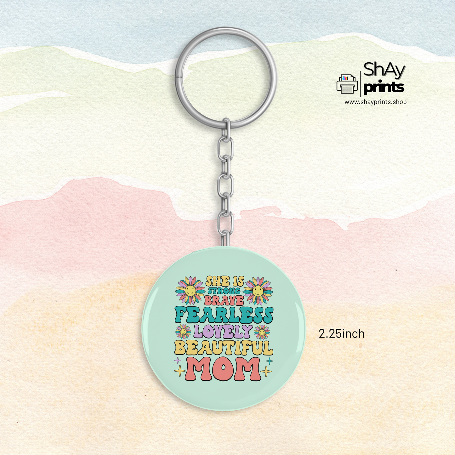 Mothers day button keychain